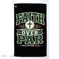 Faith Over Par Golf Inspired Funny Christian Golfers Golf Towel thumb 0