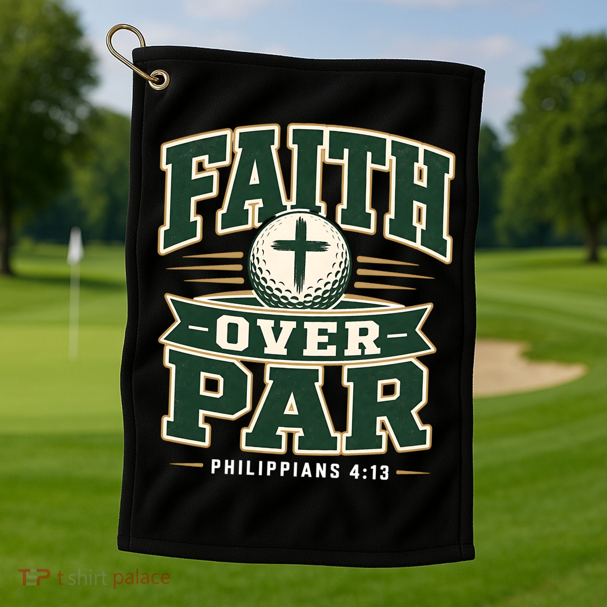 Faith Over Par Golf Inspired Funny Christian Golfers Golf Towel