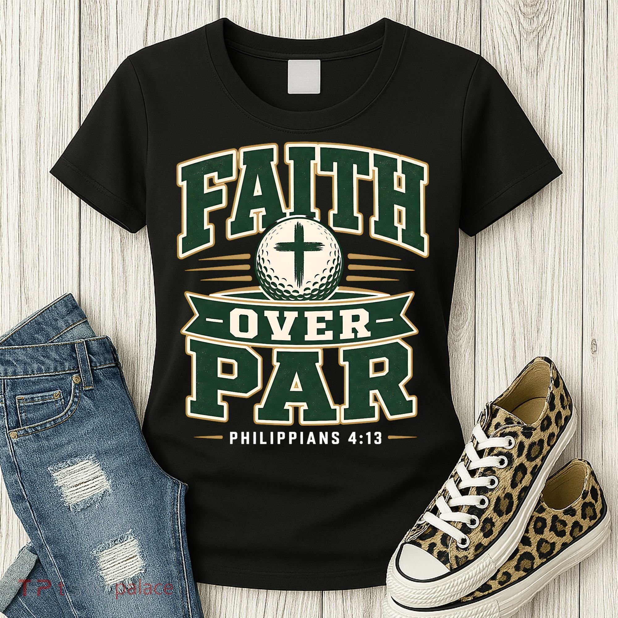 Faith Over Par Golf Inspired Funny Christian Golfers Women's T-Shirt