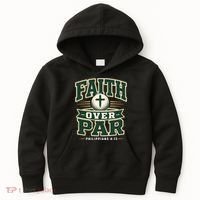 Faith Over Par Golf Inspired Funny Christian Golfers Kids Hoodie thumb 0