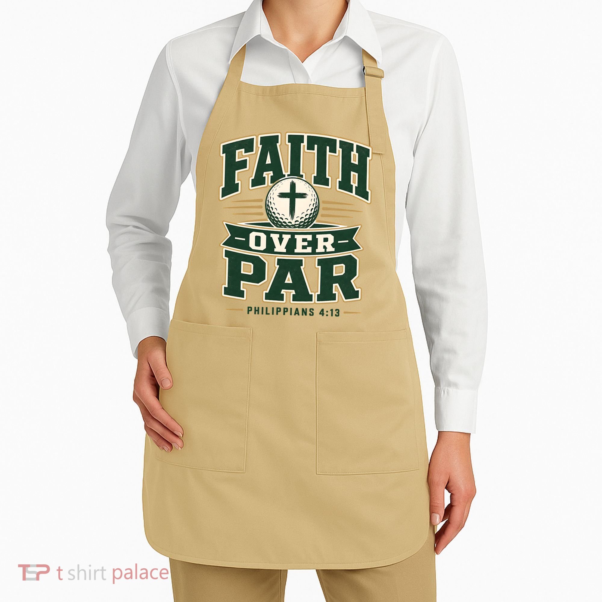 Faith Over Par Golf Inspired Funny Christian Golfers Apron