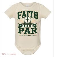 Faith Over Par Golf Inspired Funny Christian Golfers Baby Bodysuit thumb 0