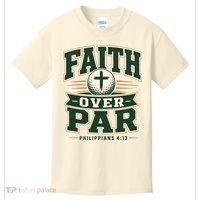 Faith Over Par Golf Inspired Funny Christian Golfers Kids T-Shirt thumb 0