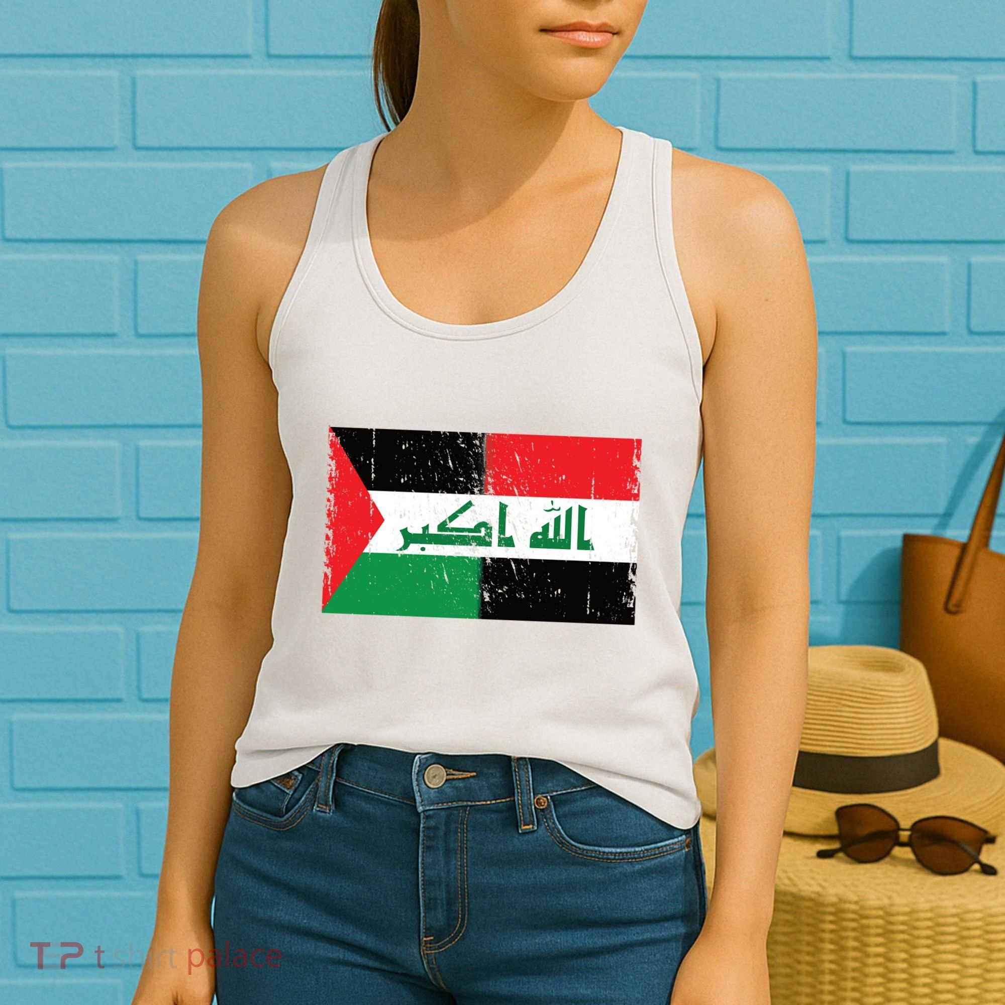 Flag Of Palestine Iraq Palestine Flag Iraq Palestine Women's Tank Top