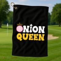 Funny Onion Queen Mom Fruit Vegetable Mother's Day Gardener Cool Gift Golf Towel thumb 1