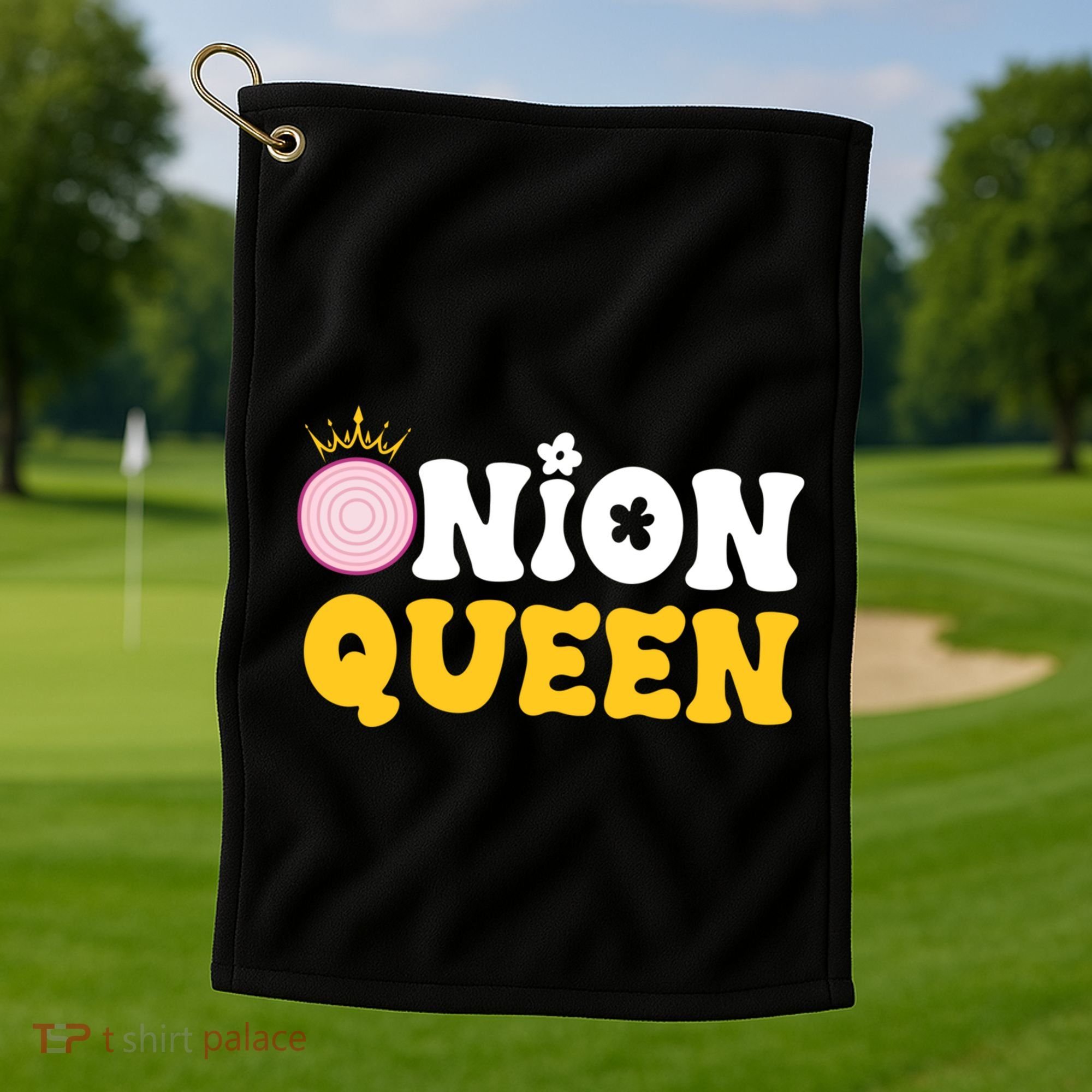 Funny Onion Queen Mom Fruit Vegetable Mother's Day Gardener Cool Gift Golf Towel