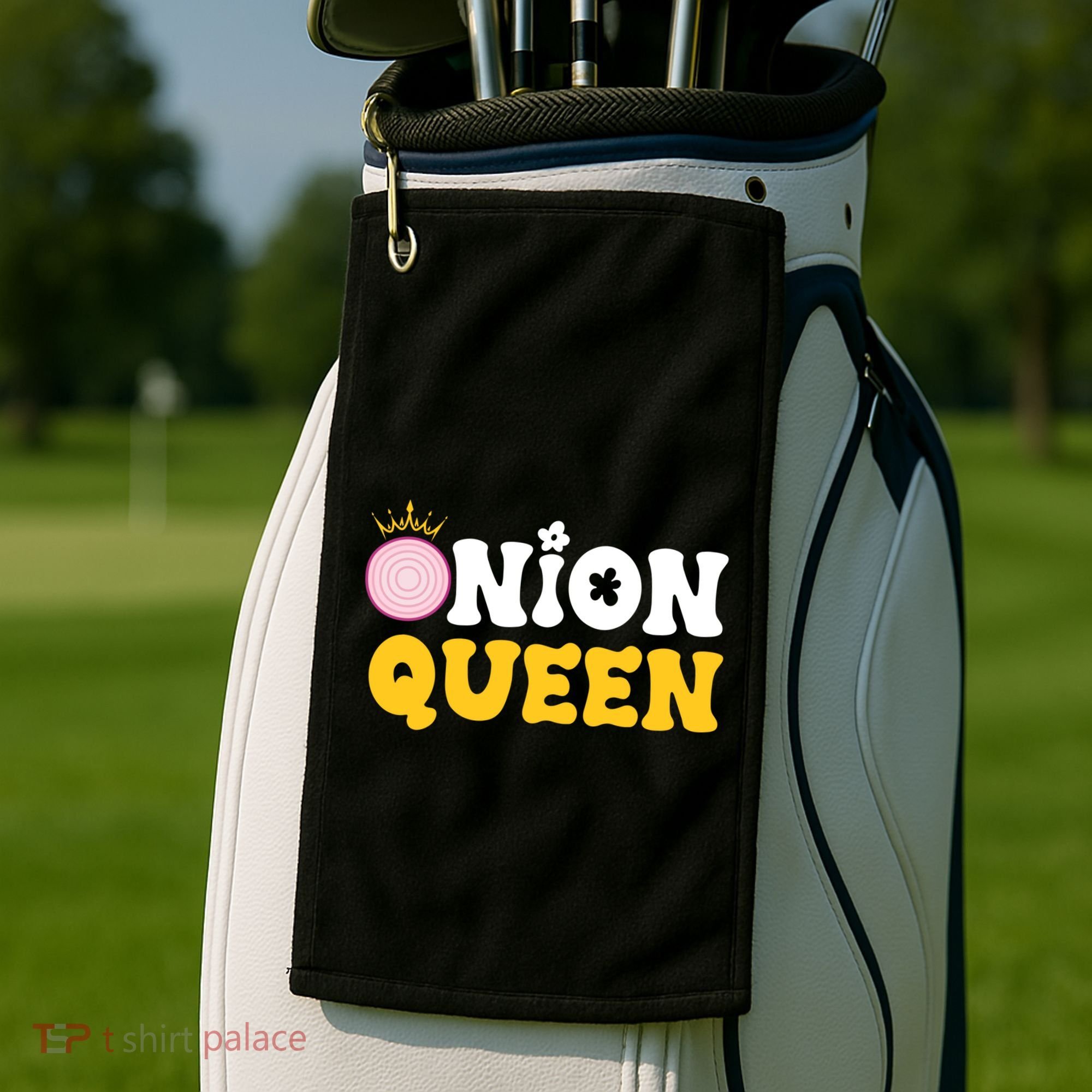 Funny Onion Queen Mom Fruit Vegetable Mother's Day Gardener Cool Gift Golf Towel