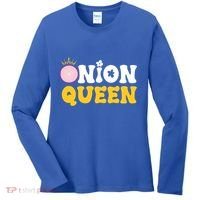 Funny Onion Queen Mom Fruit Vegetable Mother's Day Gardener Cool Gift Women's Long Sleeve Shirt thumb 0
