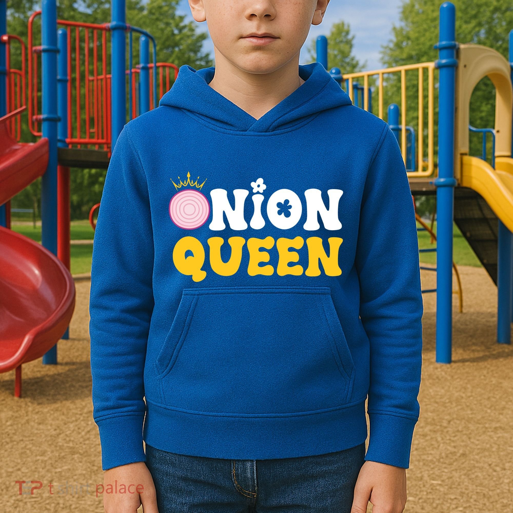 Funny Onion Queen Mom Fruit Vegetable Mother's Day Gardener Cool Gift Kids Hoodie