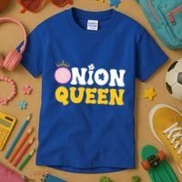 Funny Onion Queen Mom Fruit Vegetable Mother's Day Gardener Cool Gift Kids T-Shirt thumb 3