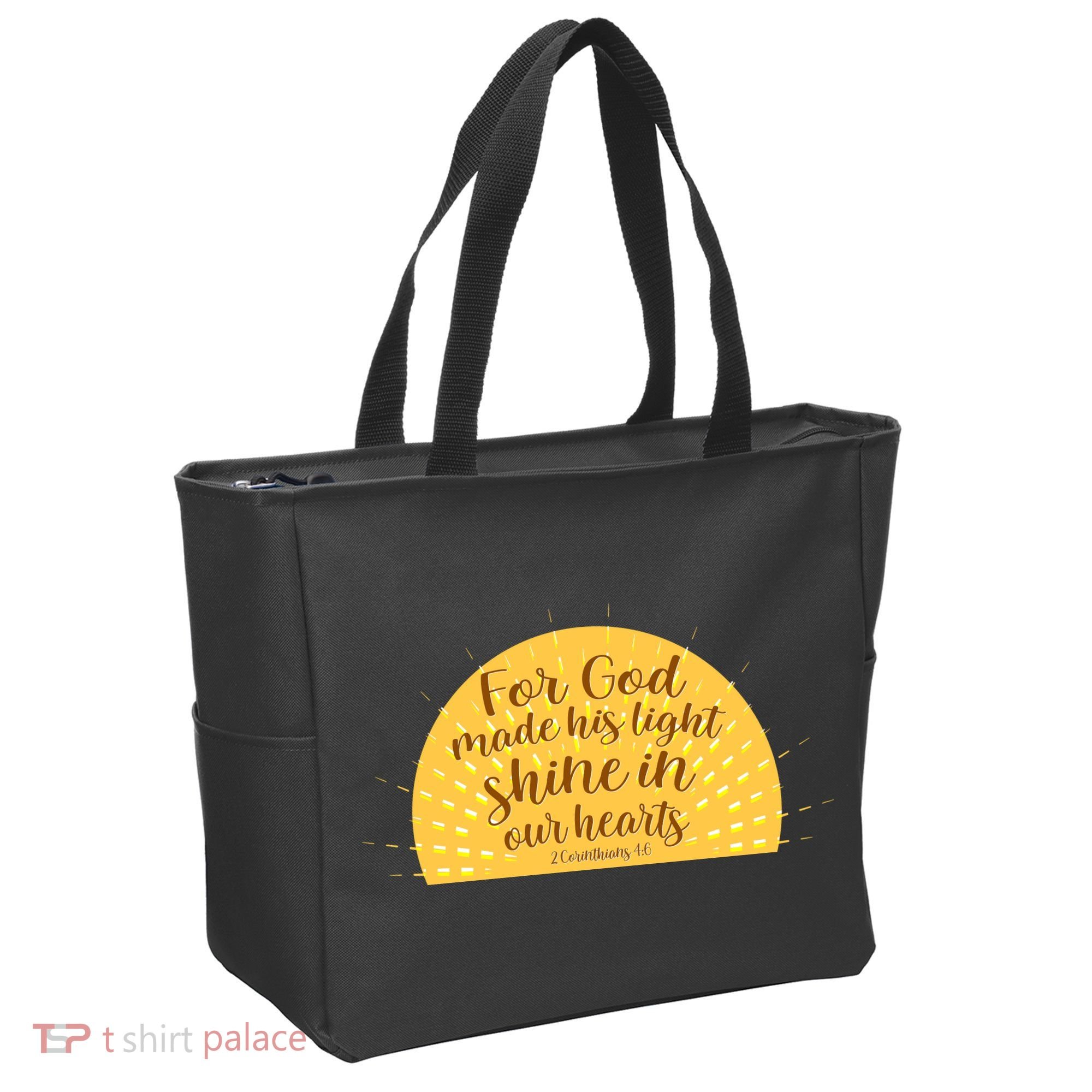 For God Made His Light Shine In Our Hearts 2 Corinthians 4:6 Tote Bag