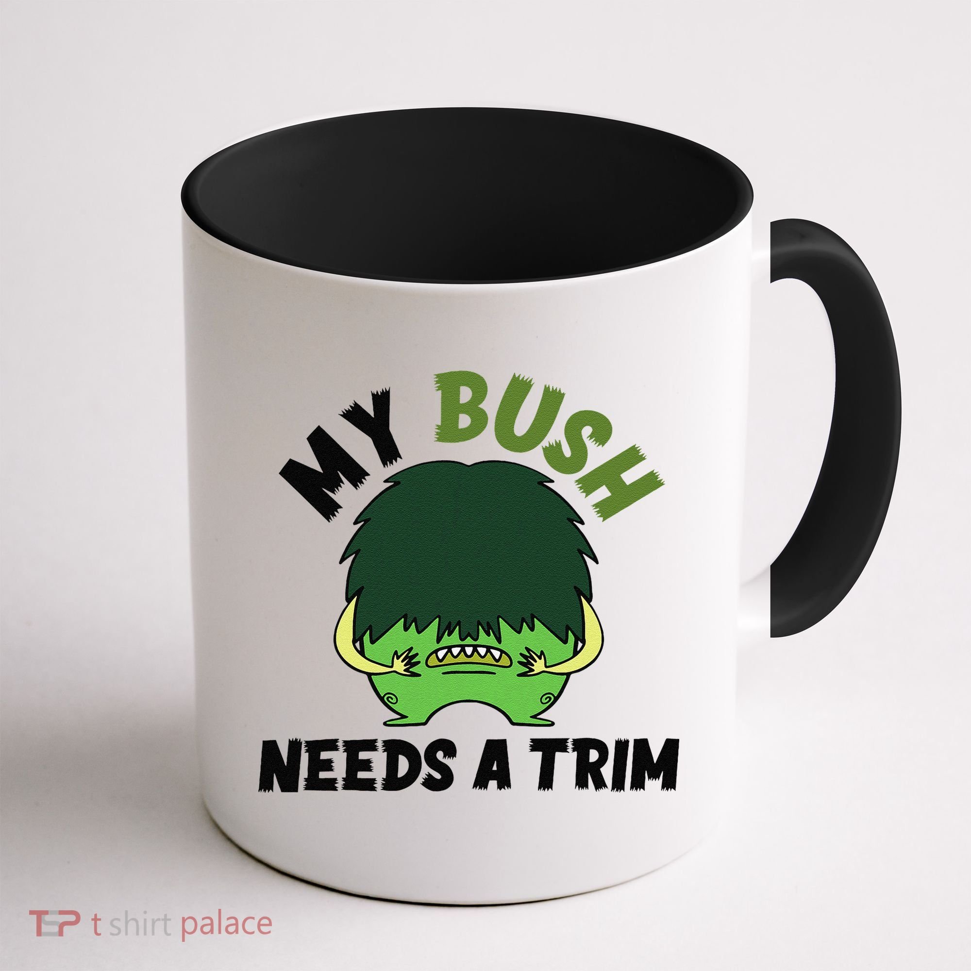 Funny Offensive Rude Novelty My Bush Needs A Trim Hairstyle Coffee Mug