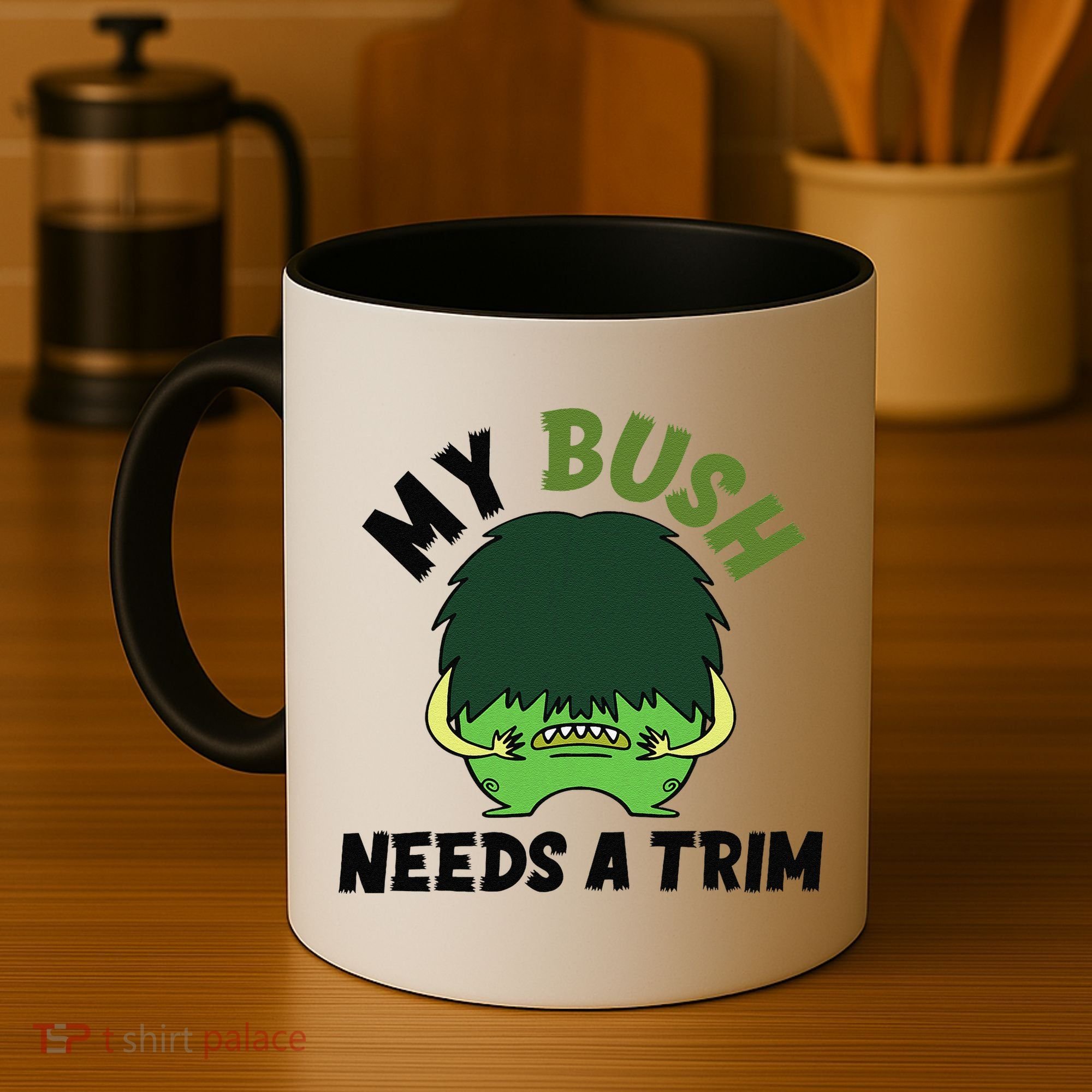 Funny Offensive Rude Novelty My Bush Needs A Trim Hairstyle Coffee Mug