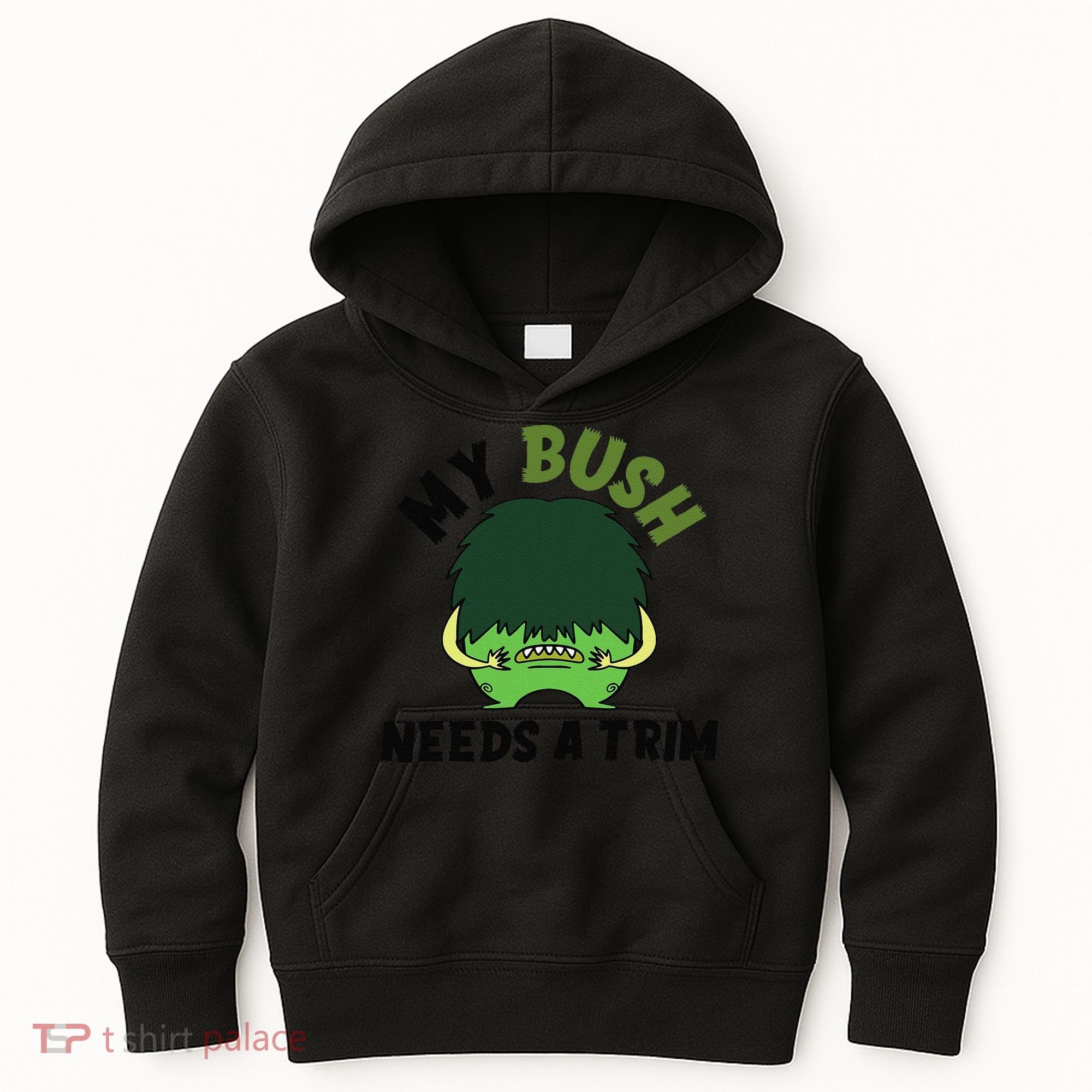 Funny Offensive Rude Novelty My Bush Needs A Trim Hairstyle Kids Hoodie