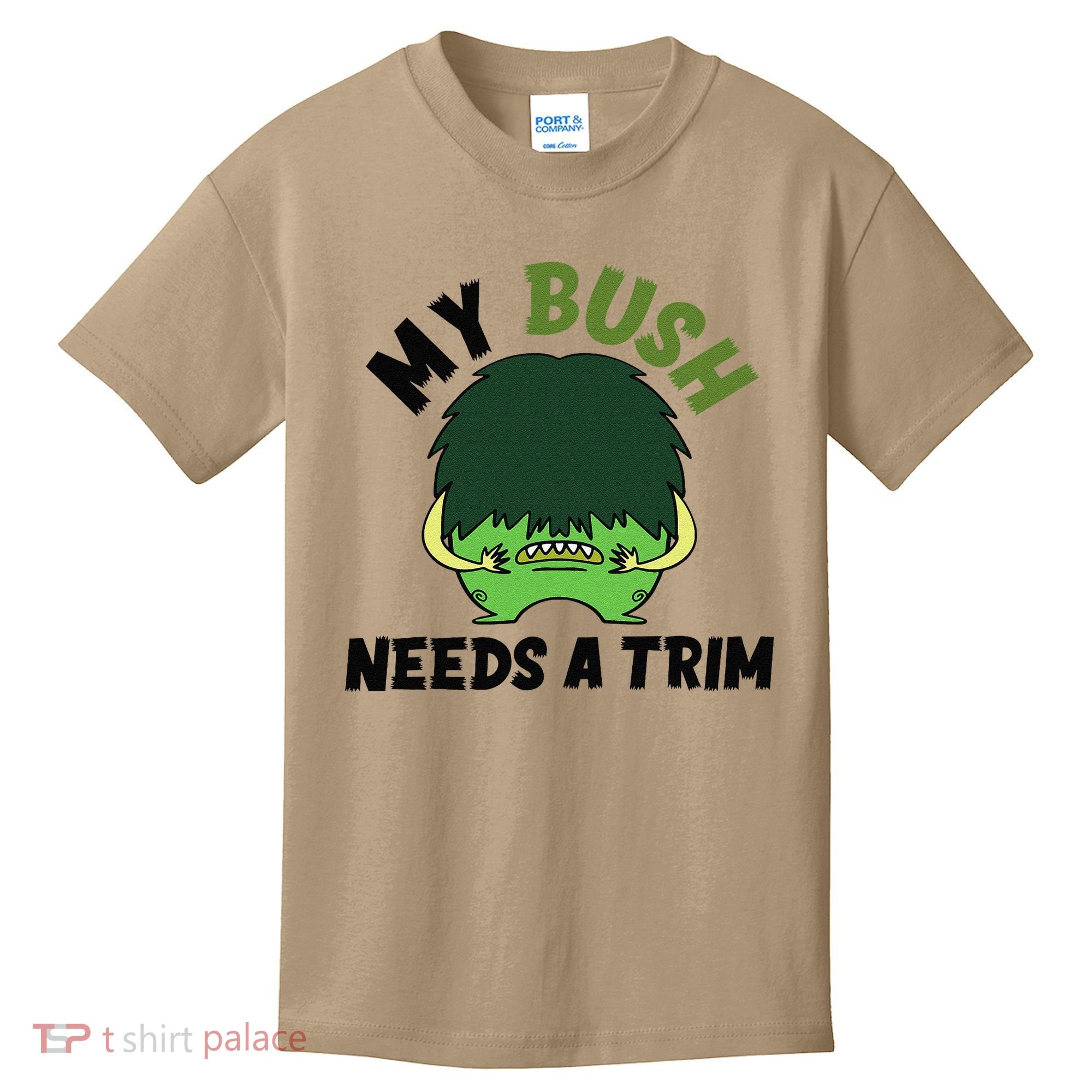 Funny Offensive Rude Novelty My Bush Needs A Trim Hairstyle Kids T-Shirt