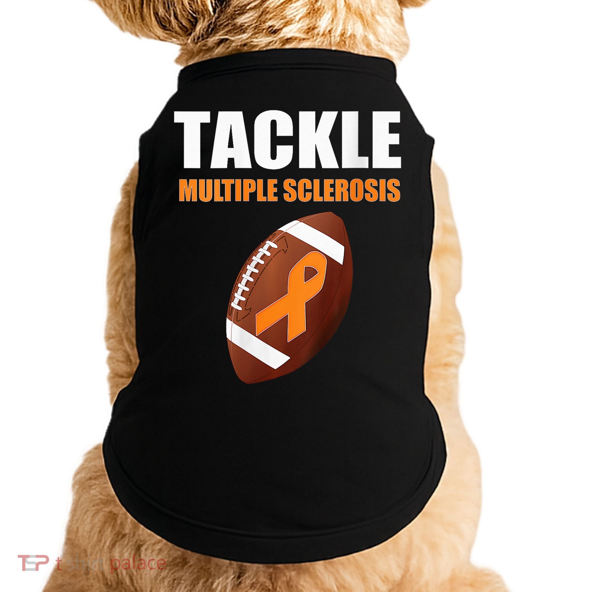 Football Orange Ribbon Multiple Sclerosis Awareness Doggie Tank