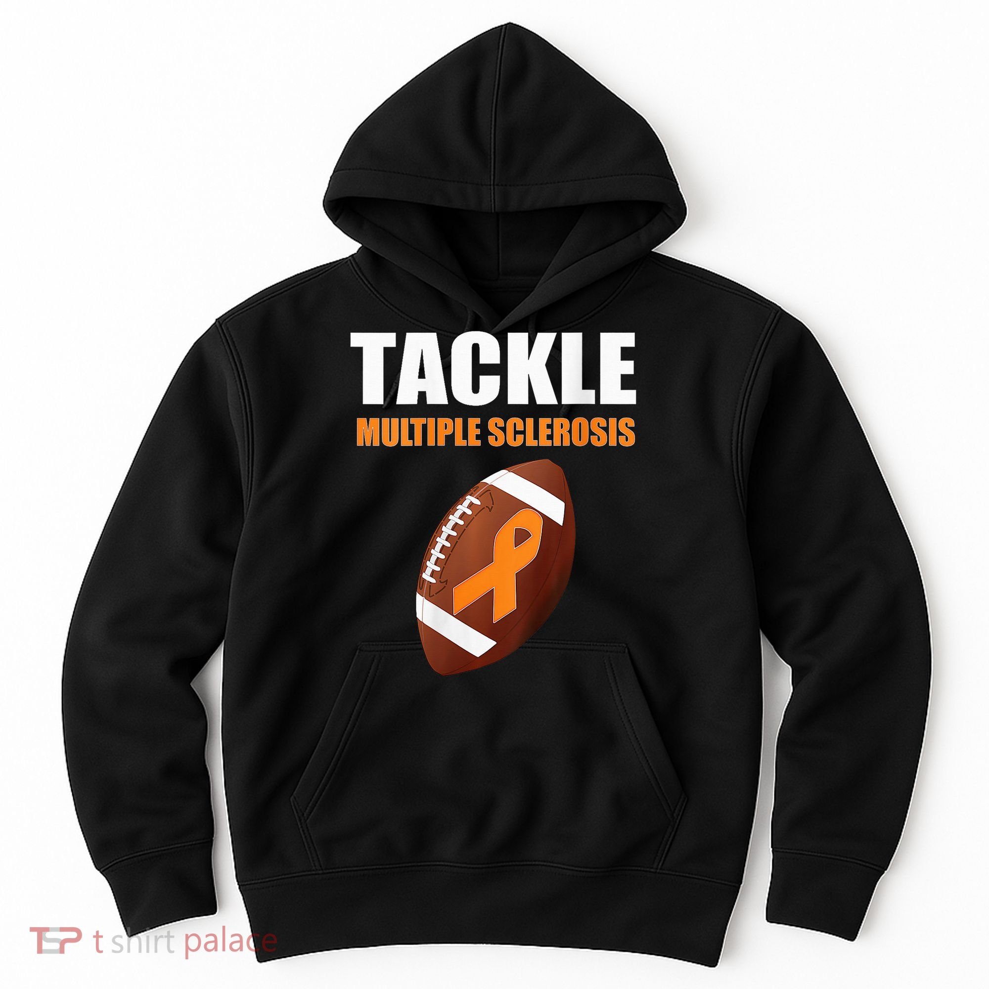 Football Orange Ribbon Multiple Sclerosis Awareness Hoodie