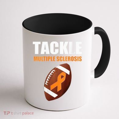 Football Orange Ribbon Multiple Sclerosis Awareness Coffee Mug back