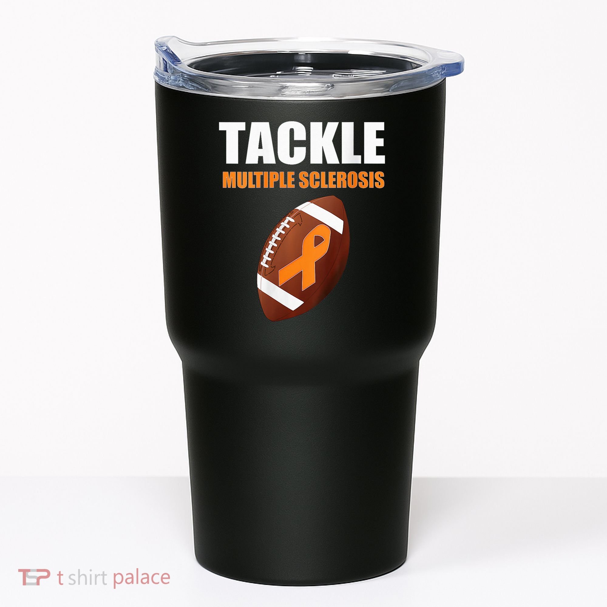 Football Orange Ribbon Multiple Sclerosis Awareness Tumbler