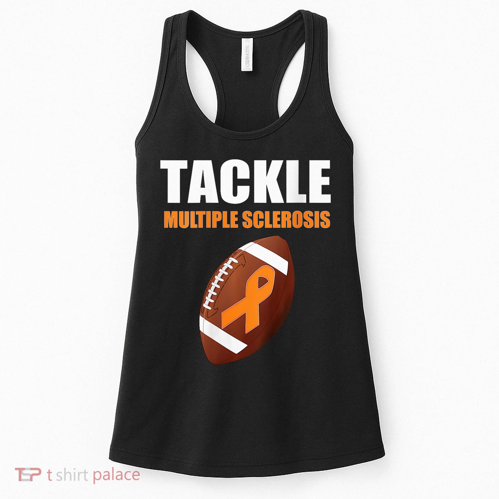 Football Orange Ribbon Multiple Sclerosis Awareness Women's Tank Top
