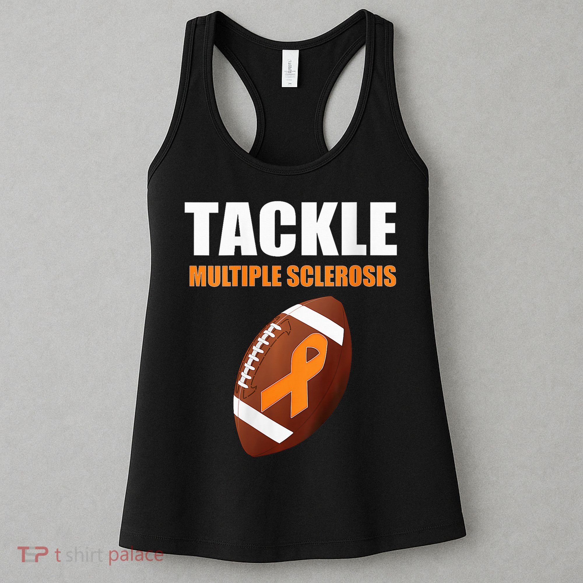 Football Orange Ribbon Multiple Sclerosis Awareness Women's Tank Top