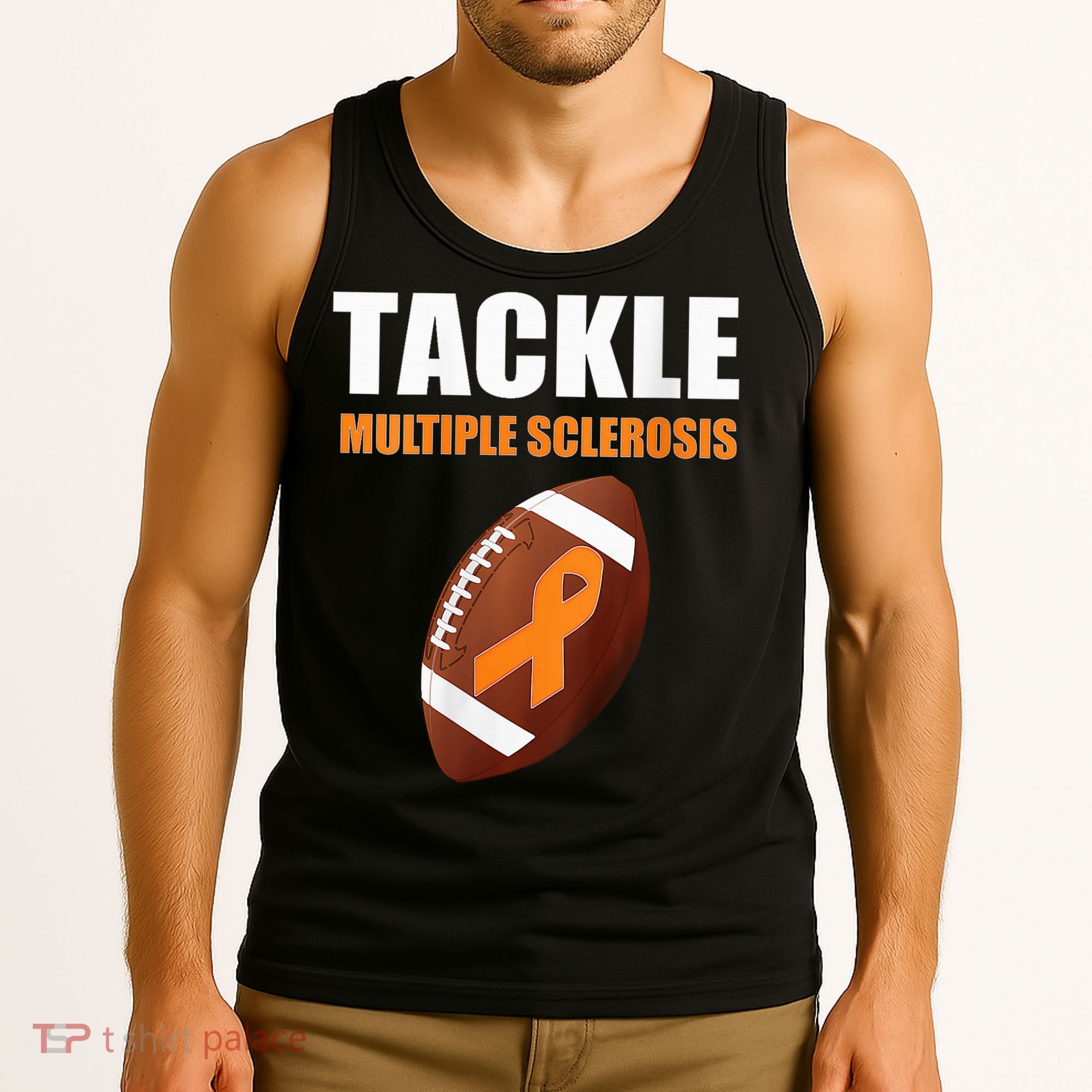 Football Orange Ribbon Multiple Sclerosis Awareness Tank Top