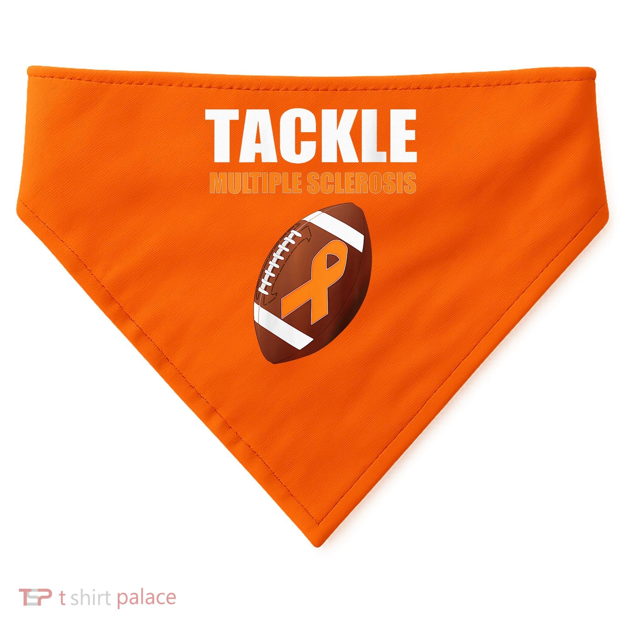 Football Orange Ribbon Multiple Sclerosis Awareness USA-Made Doggie Bandana