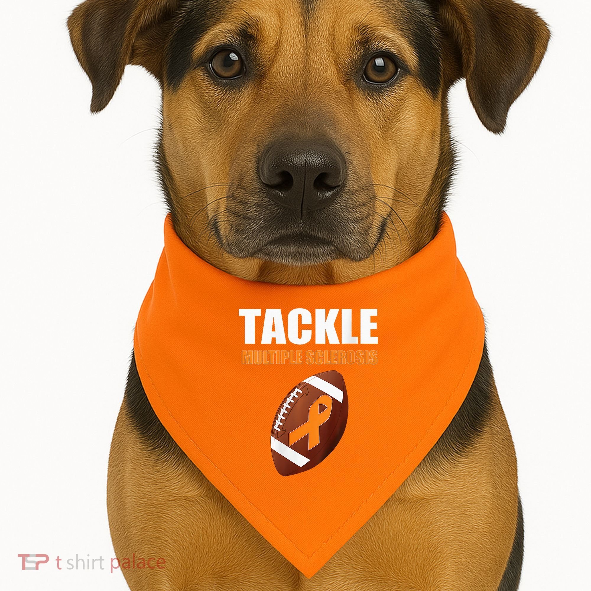 Football Orange Ribbon Multiple Sclerosis Awareness USA-Made Doggie Bandana