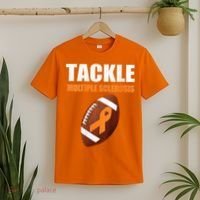 Football Orange Ribbon Multiple Sclerosis Awareness T-Shirt thumb 2