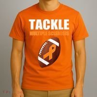 Football Orange Ribbon Multiple Sclerosis Awareness T-Shirt thumb 3