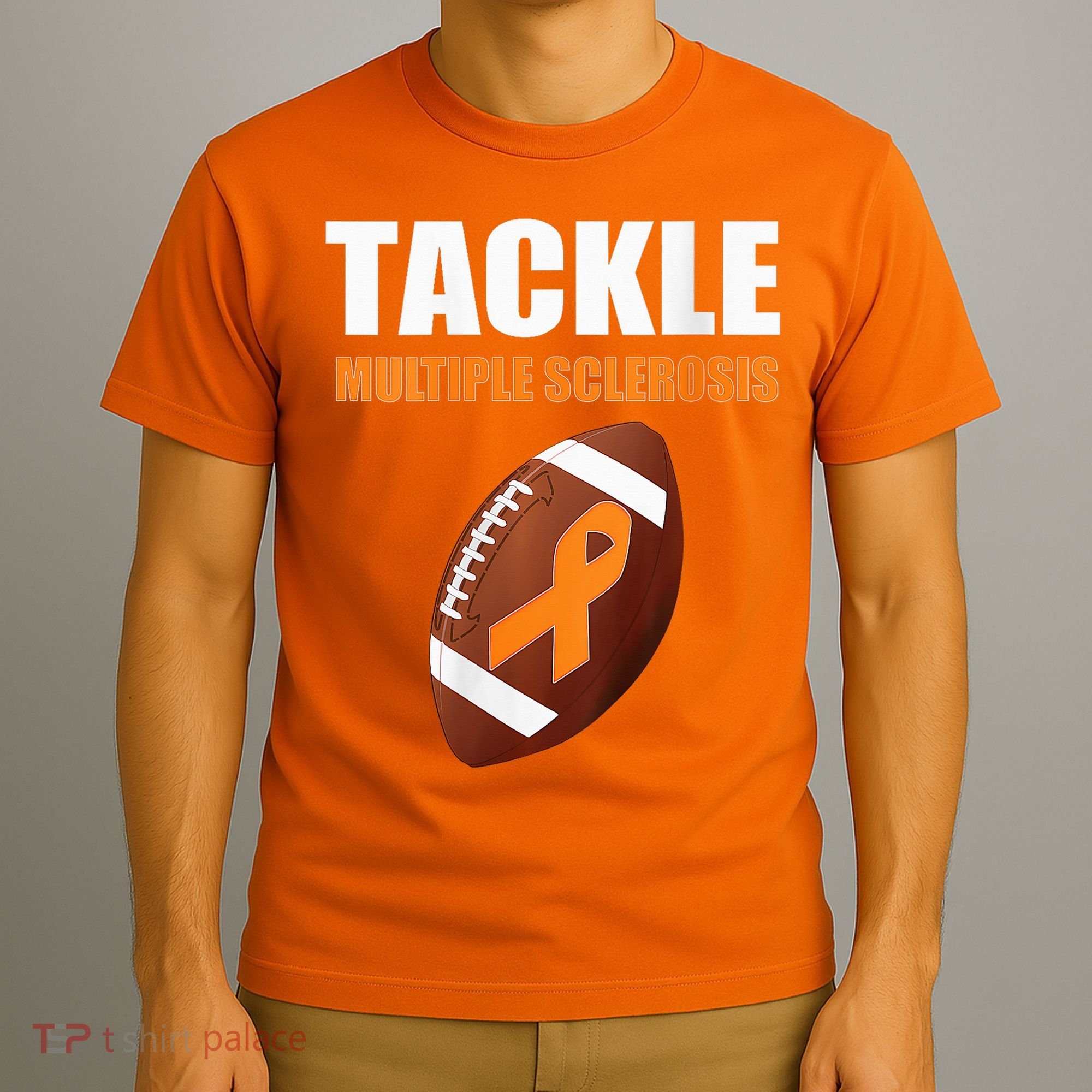 Football Orange Ribbon Multiple Sclerosis Awareness T-Shirt
