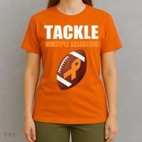 Football Orange Ribbon Multiple Sclerosis Awareness T-Shirt thumb 4