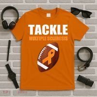 Football Orange Ribbon Multiple Sclerosis Awareness T-Shirt thumb 5