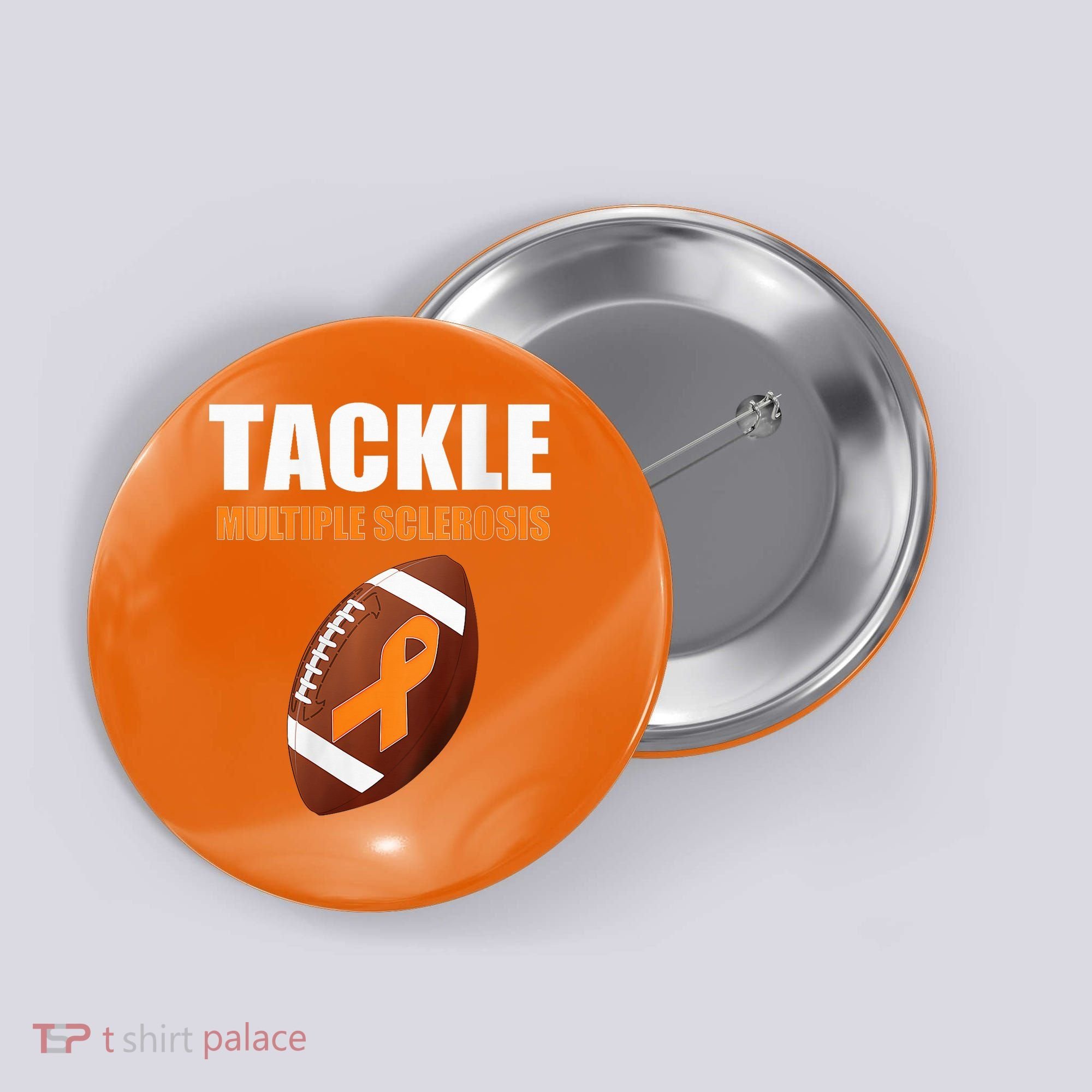 Football Orange Ribbon Multiple Sclerosis Awareness Button
