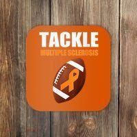Football Orange Ribbon Multiple Sclerosis Awareness Coaster thumb 0
