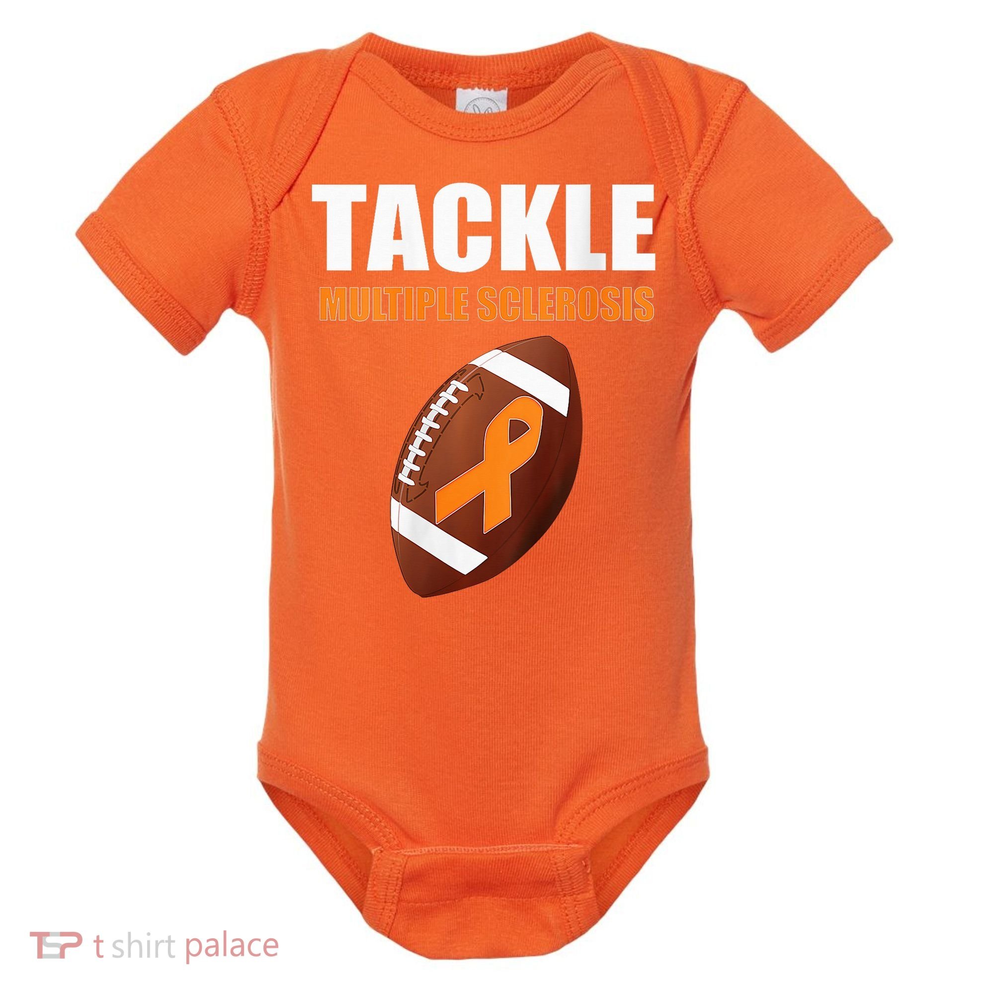 Football Orange Ribbon Multiple Sclerosis Awareness Baby Bodysuit