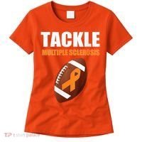 Football Orange Ribbon Multiple Sclerosis Awareness Women's T-Shirt thumb 0