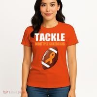 Football Orange Ribbon Multiple Sclerosis Awareness Women's T-Shirt thumb 4