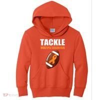 Football Orange Ribbon Multiple Sclerosis Awareness Kids Hoodie thumb 0
