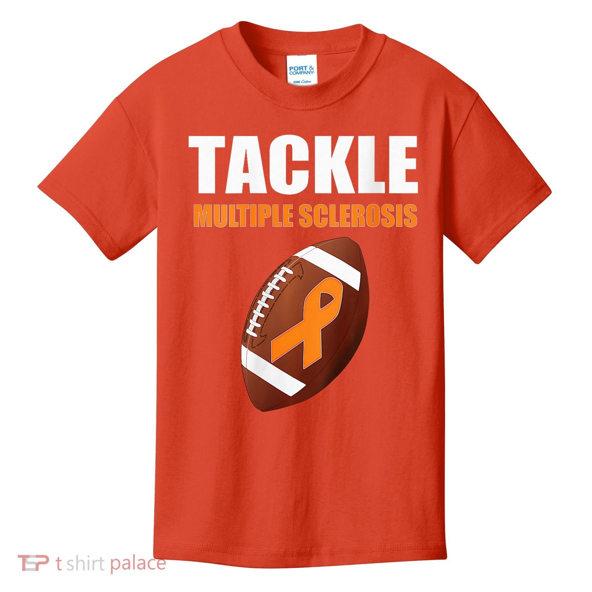 Football Orange Ribbon Multiple Sclerosis Awareness Kids T-Shirt