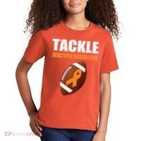 Football Orange Ribbon Multiple Sclerosis Awareness Kids T-Shirt thumb 2