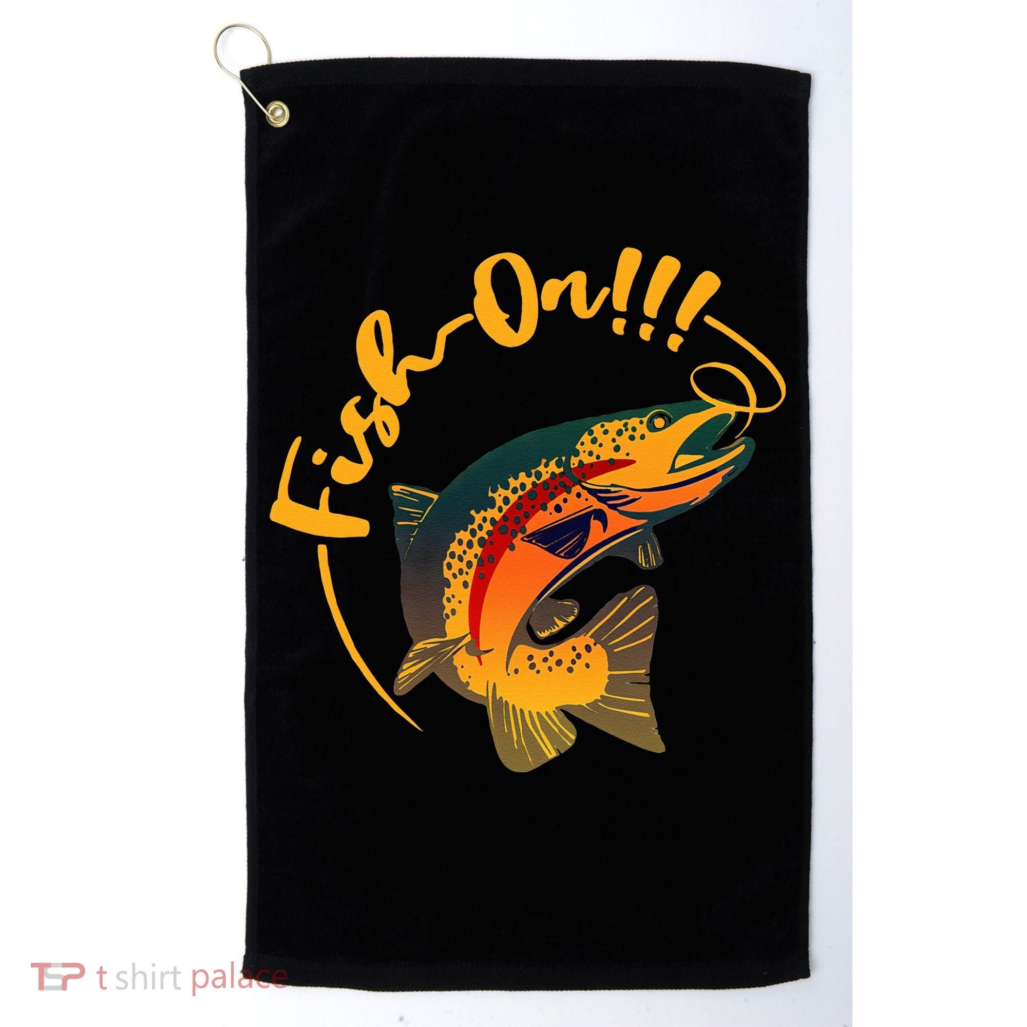 Fish On!!! Rainbow Trout Fishing Golf Towel