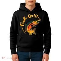 Fish On!!! Rainbow Trout Fishing Kids Hoodie thumb 4