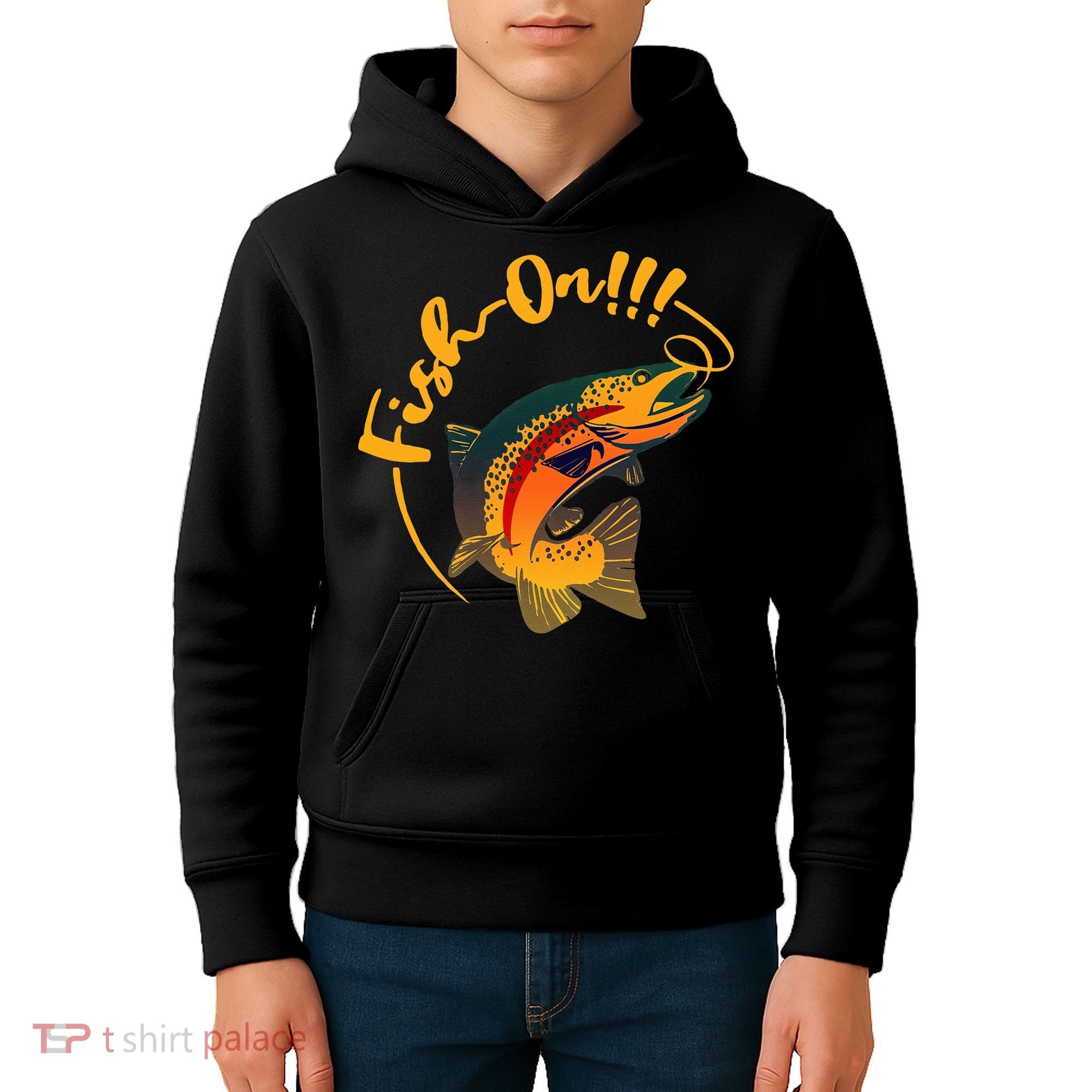 Fish On!!! Rainbow Trout Fishing Kids Hoodie