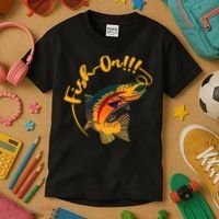 Fish On!!! Rainbow Trout Fishing Kids T-Shirt thumb 3