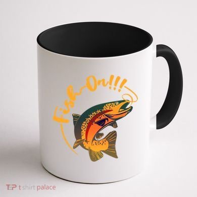 Fish On!!! Rainbow Trout Fishing Funny Gift Coffee Mug back