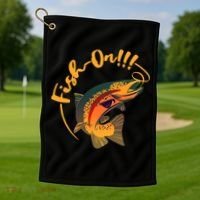 Fish On!!! Rainbow Trout Fishing Funny Gift Golf Towel thumb 1