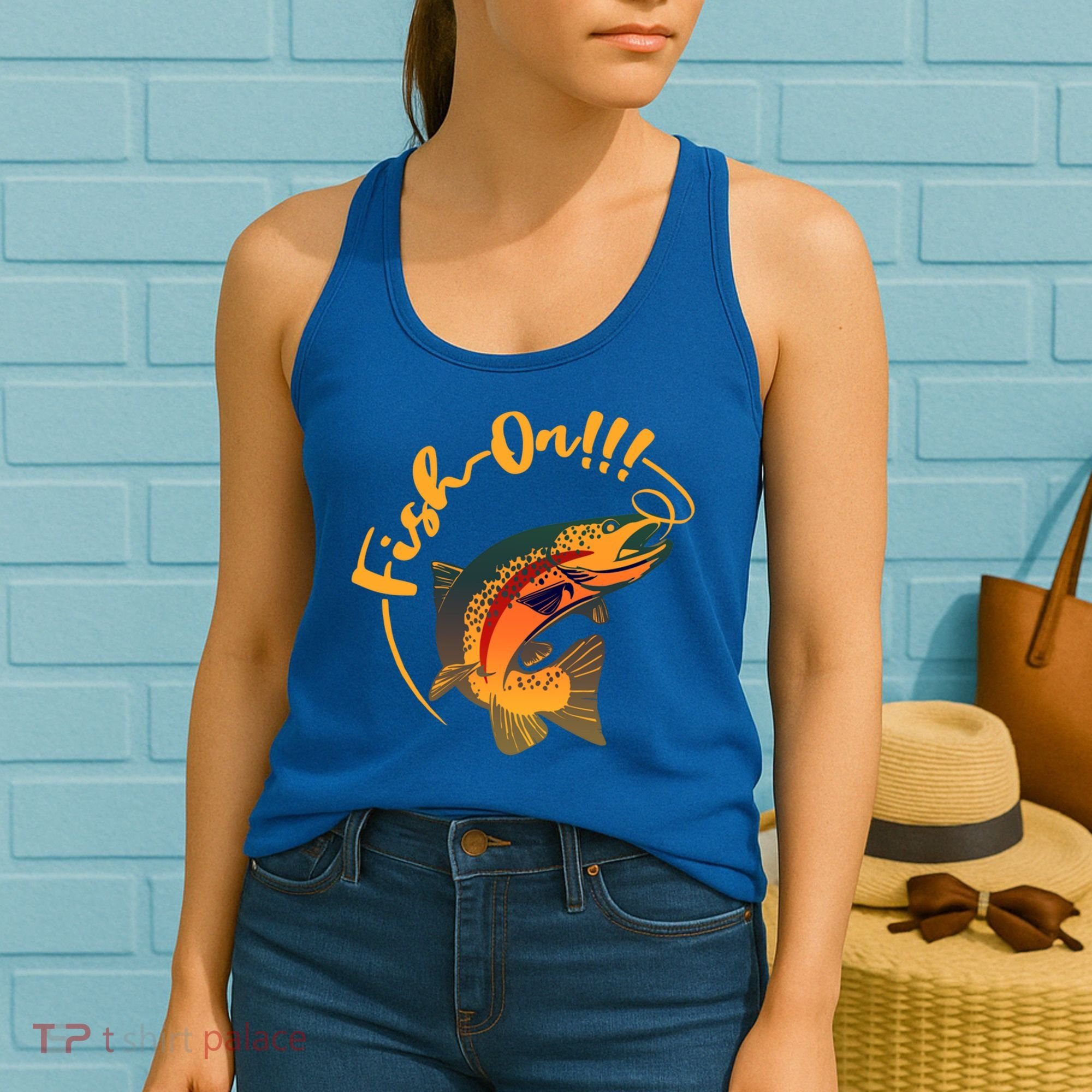 Fish On!!! Rainbow Trout Fishing Funny Gift Women's Tank Top