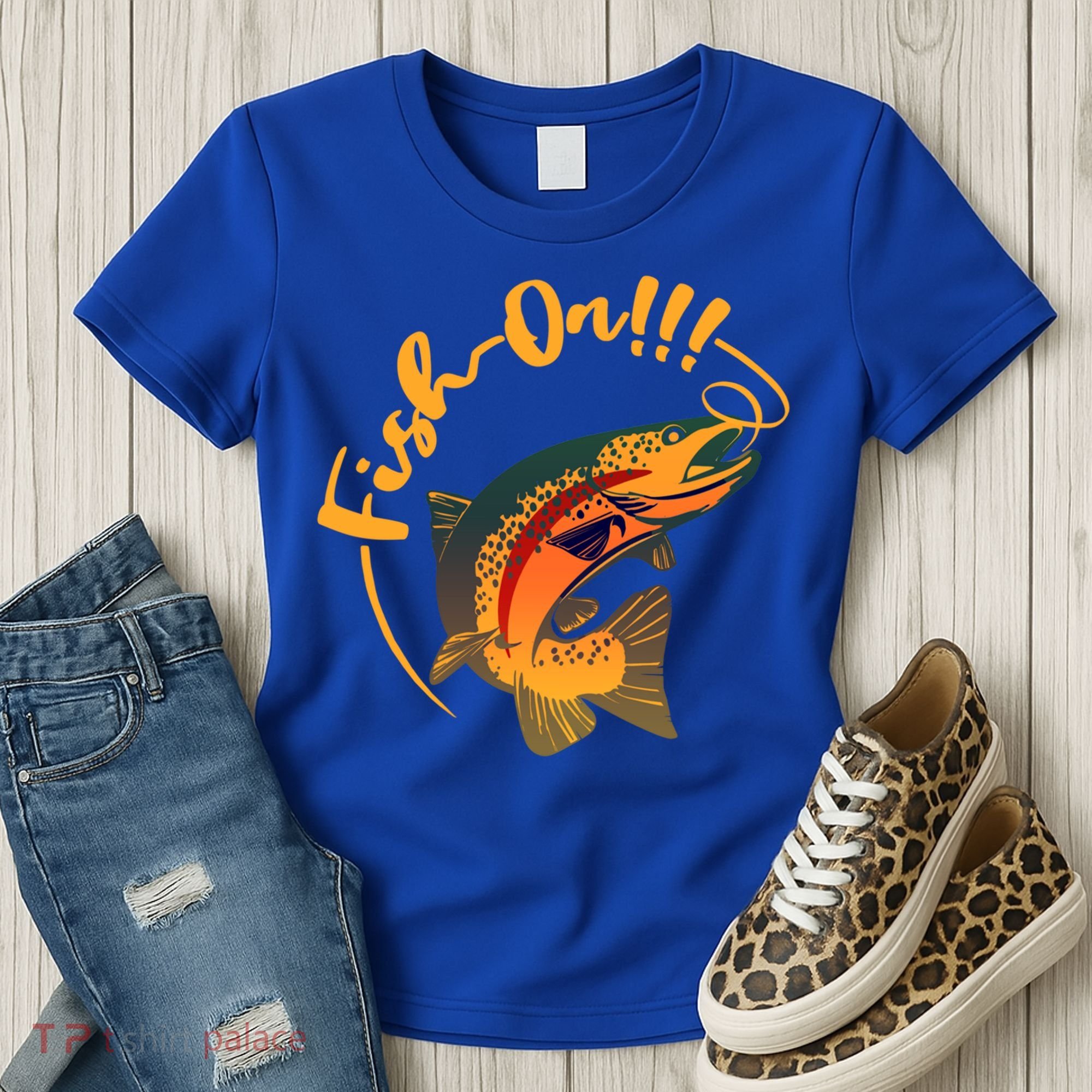 Fish On!!! Rainbow Trout Fishing Funny Gift Women's T-Shirt