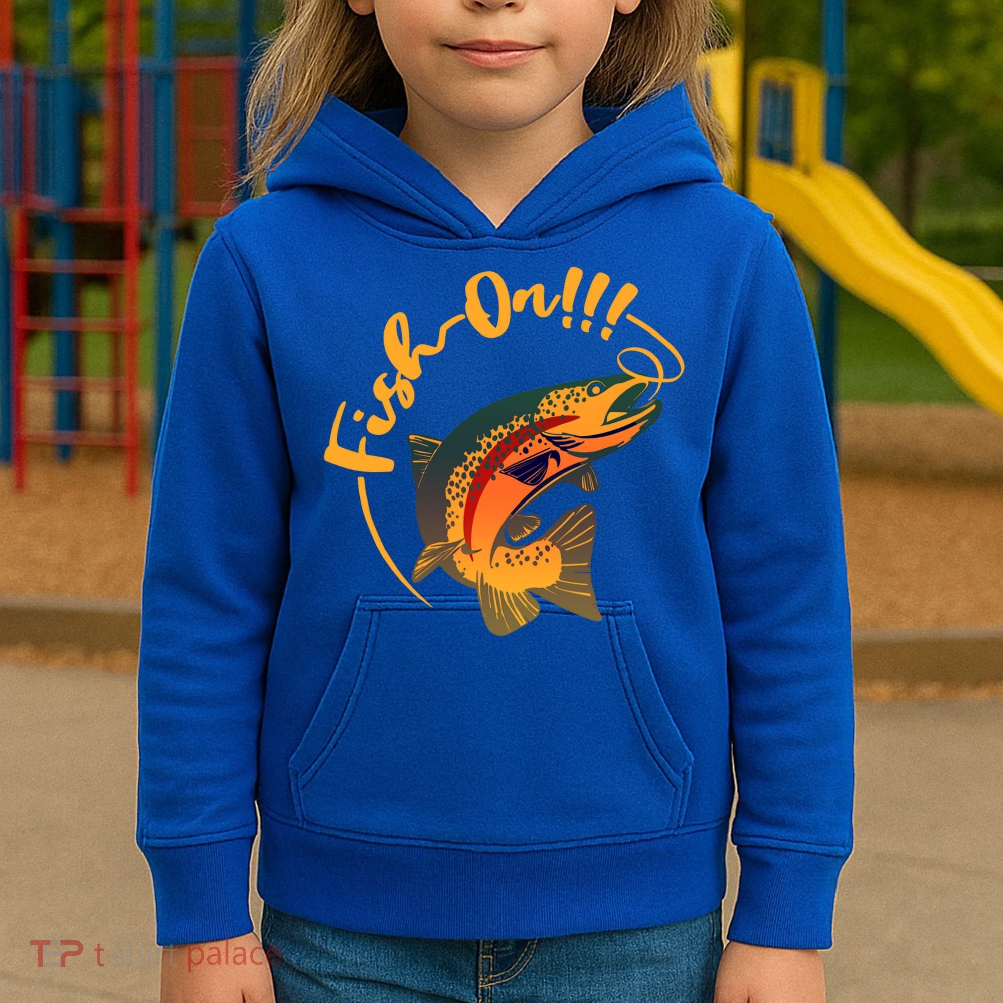 Fish On!!! Rainbow Trout Fishing Funny Gift Kids Hoodie